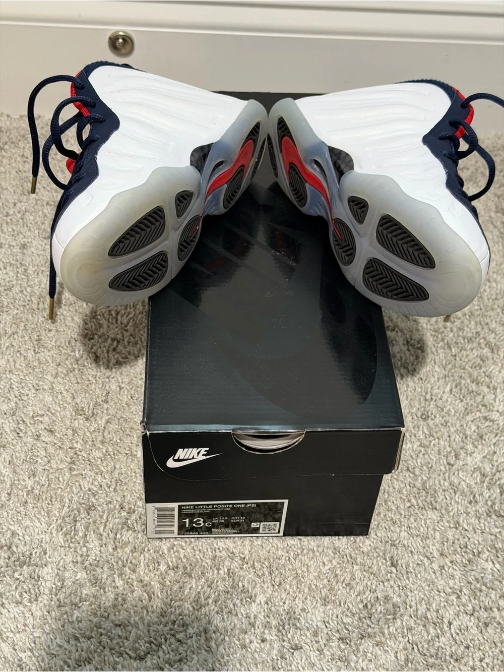 Nike Kids Navy/White/Red Sneakers with Gold Accents